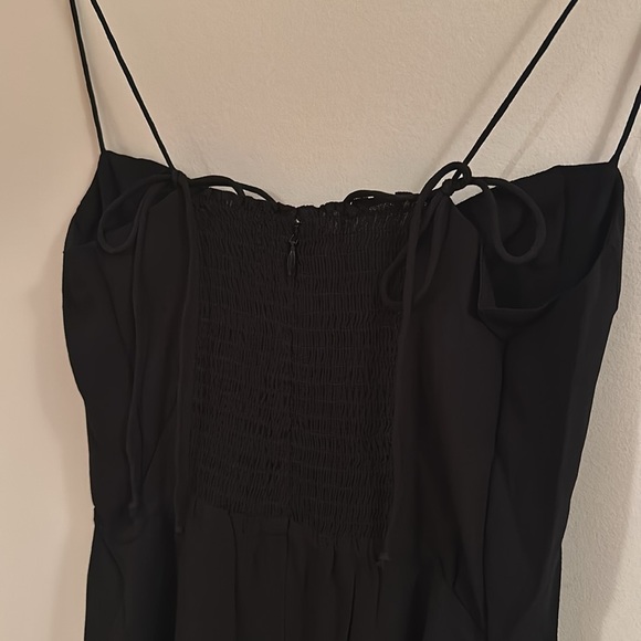 NEW  Reformation Juliette Midi Dress in Black Tie Straps Side Slit | size 4 - Picture 12 of 13